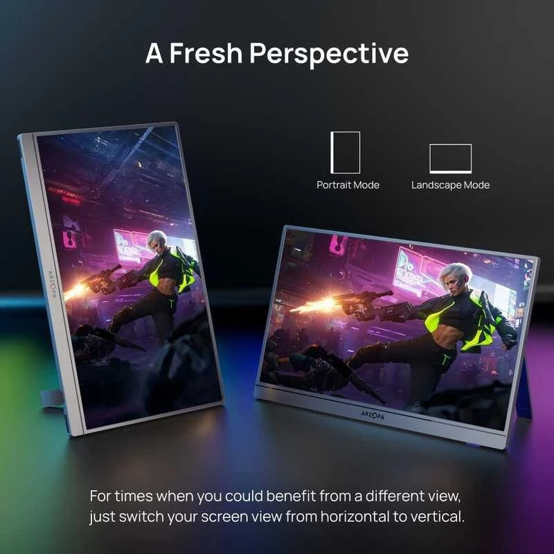 ARZOPA 16.1 180Hz Portable Monitor-Z3FC Gray, 107% sRGB 2.5K Kickstand Portable Monitor with HDR